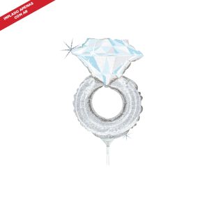 BALÃO METALIZADO PLATINUM WEDDING RING HOLOG. 14" GRABO