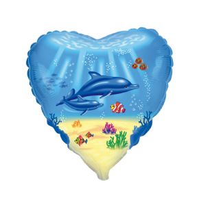 BALÃO METALIZADO GOLFINHOS CORACAO 20" FLEXMETAL