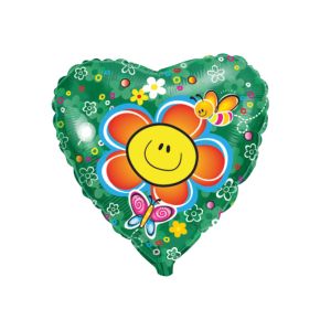 BALÃO METALIZADO FLOR SMILE HEART CORACAO 20" FLEXMETAL