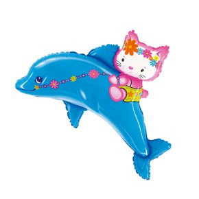 BALÃO METALIZADO GOLFINHO AZUL COM GATINHA SS GRABO