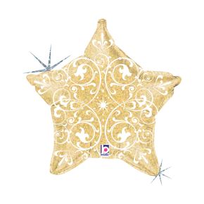 BALÃO METALIZADO FILIGREE GOLD STAR 21" GRABO