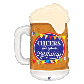 BALÃO METALIZADO CHEERS BIRTHDAY BEER 34" GRABO