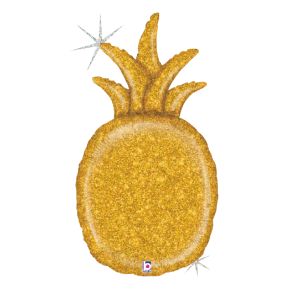 BALÃO METALIZADO GOLD GLITTER PINEAPPLE HOLOG. 35" GRABO