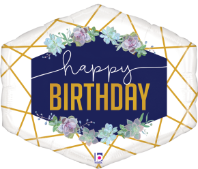 BALÃO METALIZADO GEO NAVY BIRTHDAY 30" GRABO