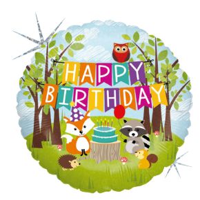 BALÃO METALIZADO WOODLAND BIRTHDAY PARTY 18" GRABO