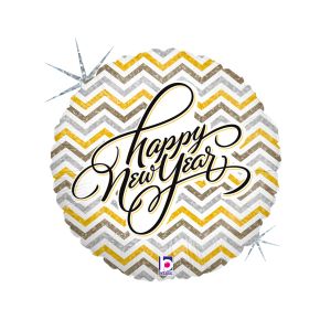 BALÃO METALIZADO METALLIC CHEVRON NEW YEAR 18" GRABO