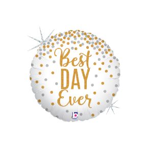BALÃO METALIZADO GLITTERING BEST DAY EVER 18" GRABO