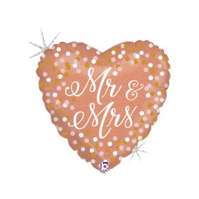 BALÃO METALIZADO ROSE GOLD MR & MRS 18" GRABO