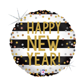 BALÃO METALIZADO NEW YEAR CONFETTI HOLOG. 18" GRABO