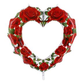 BALÃO METALIZADO RED ROSES HEART FRAME 42" GRABO