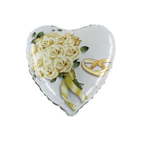 BALÃO METALIZADO WHITE ROSES BOUQUET 18" GRABO