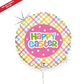 BALÃO METALIZADO SPRINGTIME EASTER PLAID 9" GRABO