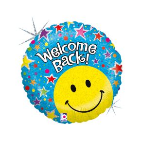BALÃO METALIZADO WELCOME BACK SMILEY 18" GRABO