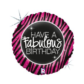 BALÃO METALIZADO FABULOUS ZEBRA BIRTHDAY 18" GRABO