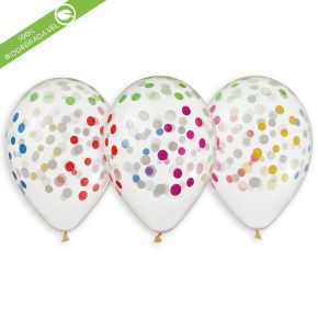 BALÃO DE LÁTEX CONFETTI GS120 COM 25 UNIDADES -13"