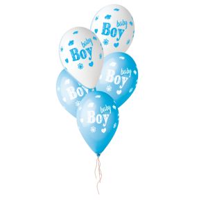 BALÃO DE LÁTEX BABY BOY BRANCO GS120 COM 5 UNIDADES -13''