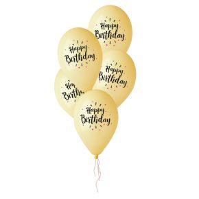 BALÃO DE LÁTEX BLACK E MAGENTA HAPPY BIRTHDAY MOSTARDA GS120 C/5 -13''