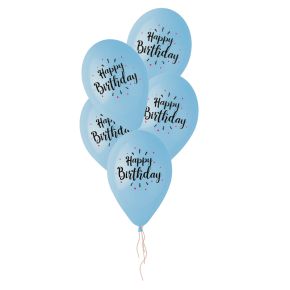 BALÃO DE LÁTEX BLACK E MAGENTA HAPPY BIRTHDAY AZUL BABY GS120 C/5 -13''