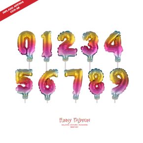 BALÃO METALIZADO BALAO CAKE TOPPERS NUMERO GRADIENT 5" FUNNY FASHION