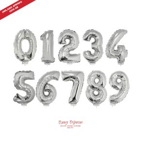 BALÃO METALIZADO NUMEROS PRATA 16" FUNNY FASHION