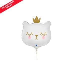 BALÃO METALIZADO MINI CAT PRINCESS - WHITE 14" GRABO