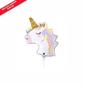 BALÃO METALIZADO MINI UNICORN HEAD 14" GRABO