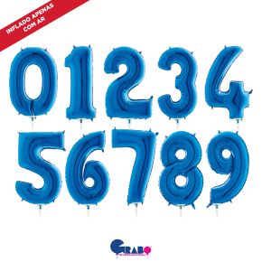 BALÃO METALIZADO NUMEROS AZUL 14" GRABO