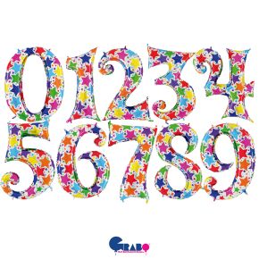 BALÃO METALIZADO NUMEROS DESIGNER  HOLOG. 40" GRABO